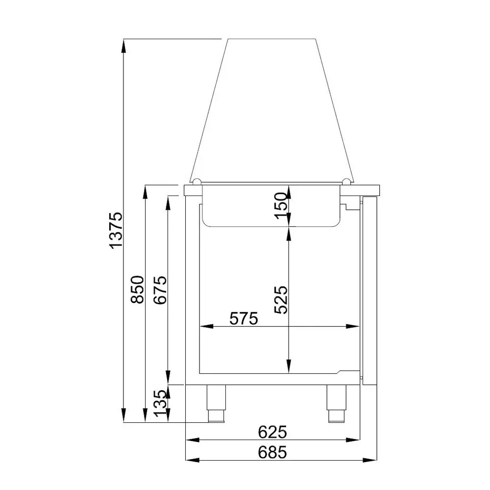 Combisteel Saladette | Pro Line | 2 Deuren (1/1 Gn) | Boven 3x 1/1 GN | -2°c/+8°c | Geforceerd | Glasopzet | 1400x700x850/1375(h)mm