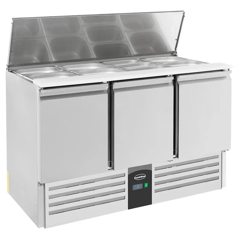 Combisteel Saladette | Compact Line | 368l | 3 Deuren (1/1 Gn) | Boven 4x 1/1 GN | +2°c/+8°c | Statisch + Ventilator | Klapdeksel | 1370x700x870(h)mm