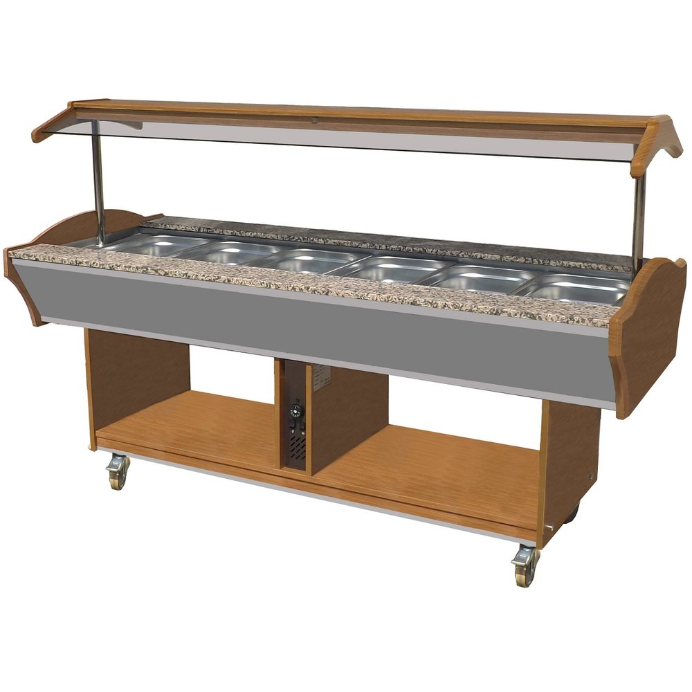Combisteel Warm Buffet GN 6x 1/1 | 230v | | 4,5kw | Met Led Verlichting | 2200x900x850/1350(h)mm