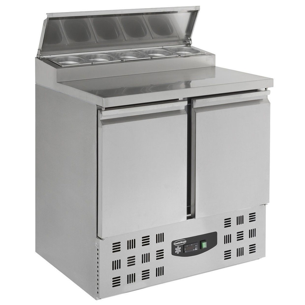 Combisteel Saladette | 2x 1/1, 5x 1/6 GN Pan | 2 Deurs | Geheel Rvs | Statisch Met Ventilator | 903x700x1006(h)mm