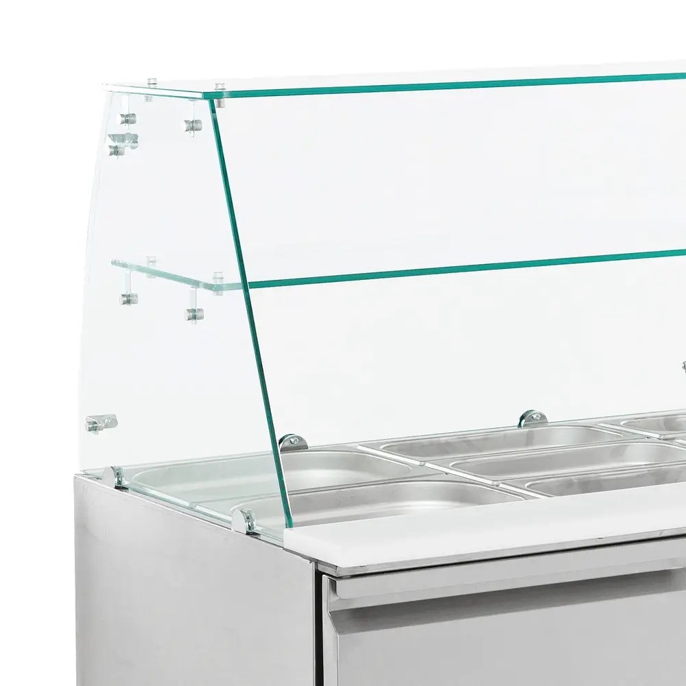 Combisteel Saladette | Compact Line | 240l | 2 Deuren (1/1 Gn) | Boven 2x 1/1 GN + 3x 1/6 GN | +2°c/+8°c | Statisch + Ventilator | Glasopzet + Snijblad | 900x700x850/1310(h)mm