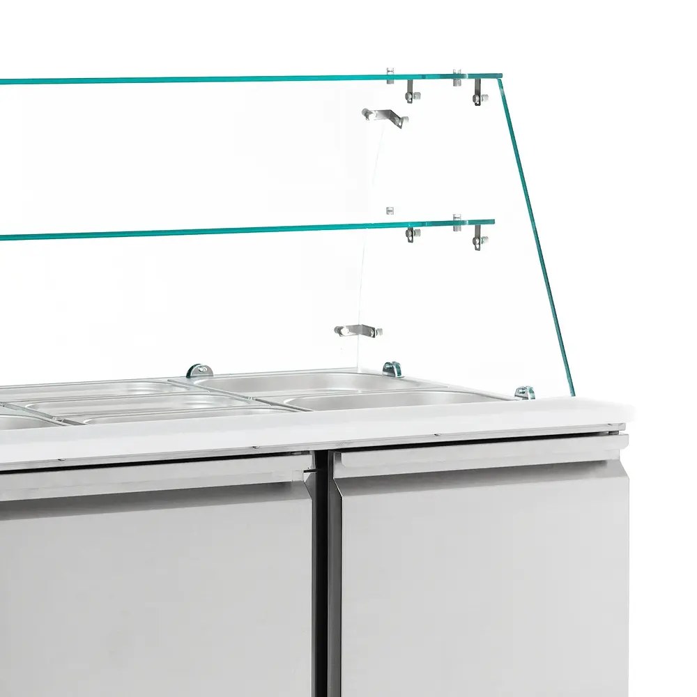 Combisteel Saladette | Compact Line | 3 Deuren (1/1 Gn) | Boven 4x 1/1 GN | +2°c/+8°c | Statisch + Ventilator | Glasopzet + Snijblad | 1365x700x850/1310(h)mm