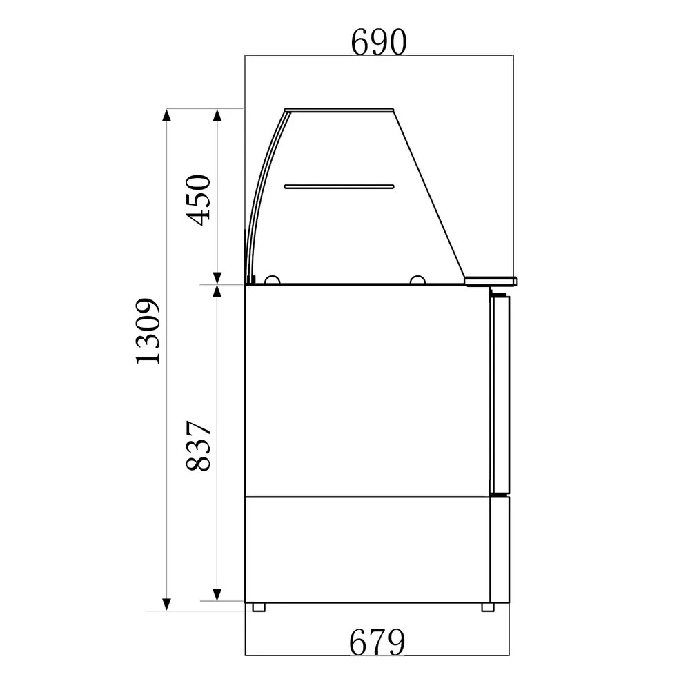 Combisteel Saladette | Compact Line | 3 Deuren (1/1 Gn) | Boven 4x 1/1 GN | +2°c/+8°c | Statisch + Ventilator | Glasopzet + Snijblad | 1365x700x850/1310(h)mm
