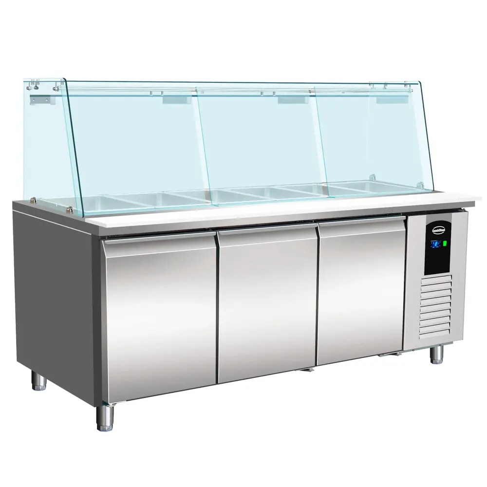 Combisteel Saladette | Standard Line | 3 Deuren (1/1 Gn) | Boven 5x 1/1 GN | +2°c/+8°c | Geforceerd | Glasopzet | 1795x700x840/1365(h)mm