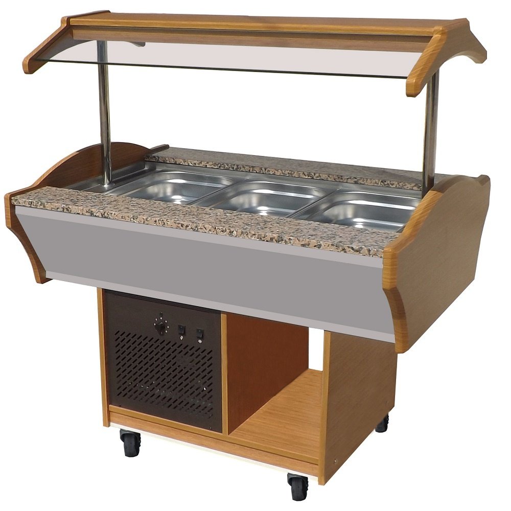 Combisteel Gekoeld Buffet GN 3x 1/1 | Statisch | 230v | Met Led Verlichting | 1200x900x850/1350(h)mm