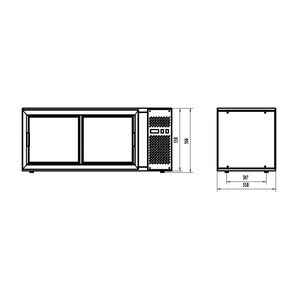 Combisteel Gebaksvitrine | 150l | Grijs | +3°c/+8°c | 2 Schappen | 1110x510x550(h)mm