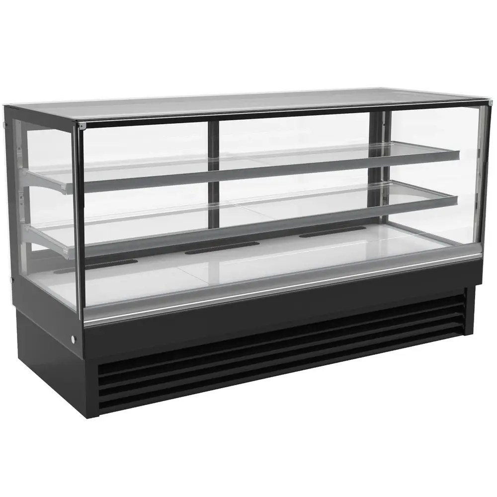 Combisteel Koelvitrine | 436l | Rvs/zwart | +2°c/+8°c | Geforceerd | 3 Niveaus | 2000x680x1200(h)mm