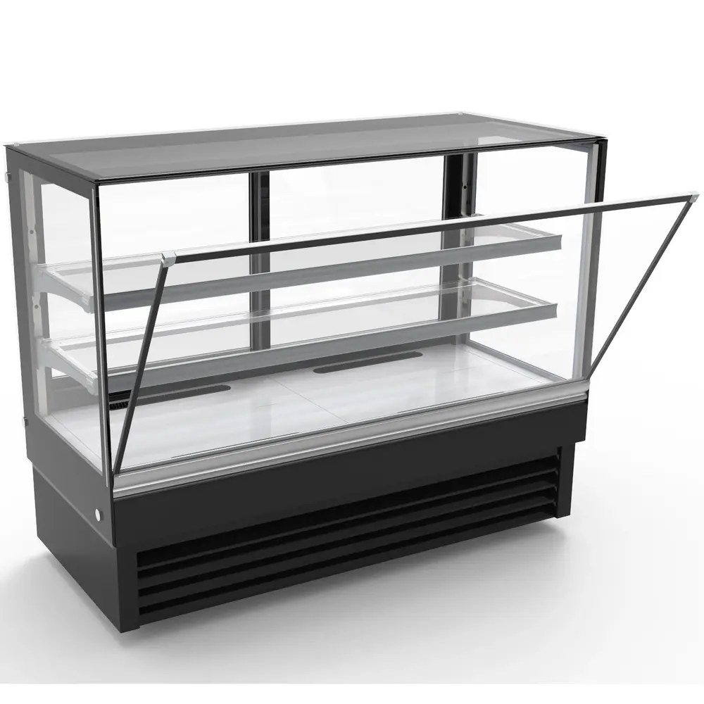 Combisteel Koelvitrine | 436l | Rvs/zwart | +2°c/+8°c | Geforceerd | 3 Niveaus | 2000x680x1200(h)mm