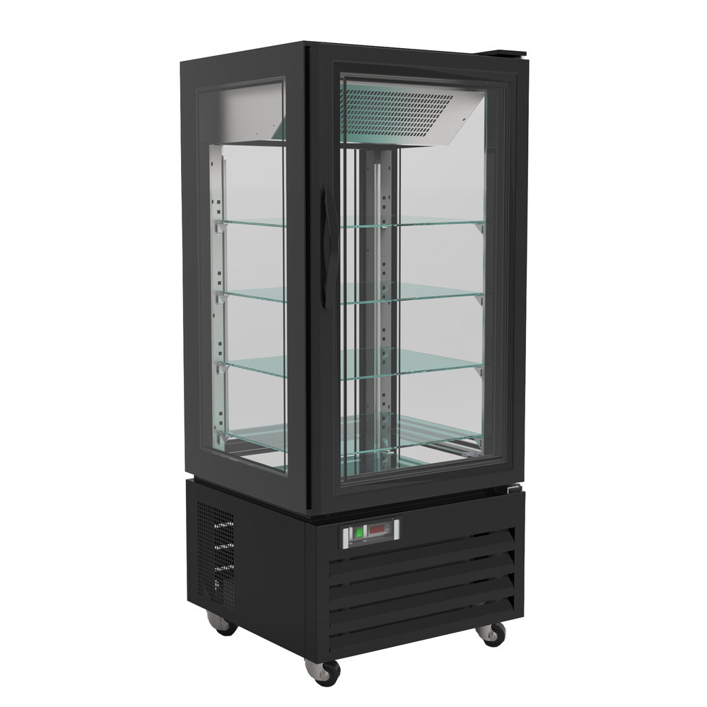 Combisteel Gebaksvitrine | 280l | Zwart | +2°c/+8°c | 5 Schappen | 650x650x1500(h)mm