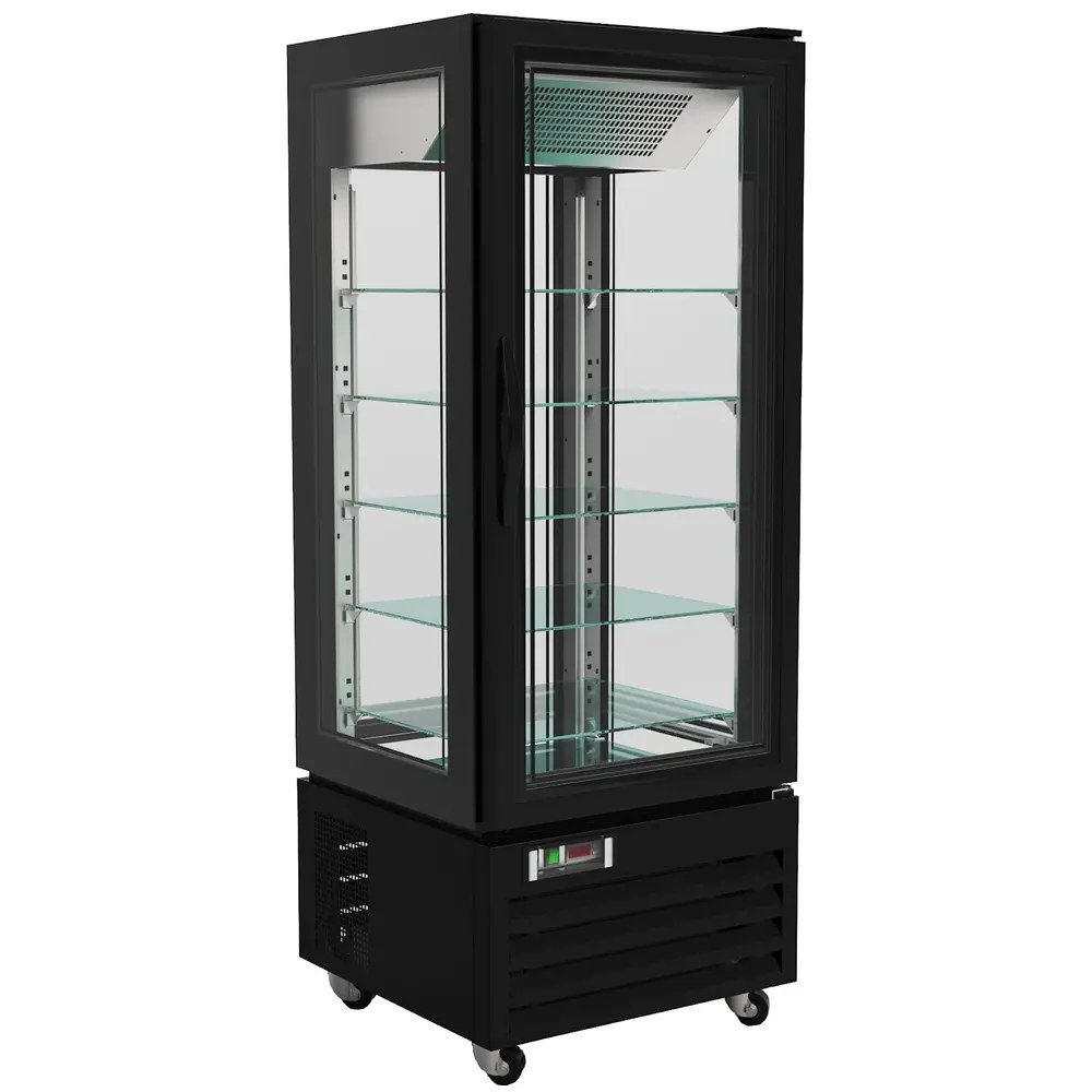 Combisteel Gebaksvitrine | 400l | Zwart | +2°c/+8°c | Geforceerd | 6 Niveaus | Wielen (geremd) | 650x650x1950(h)mm