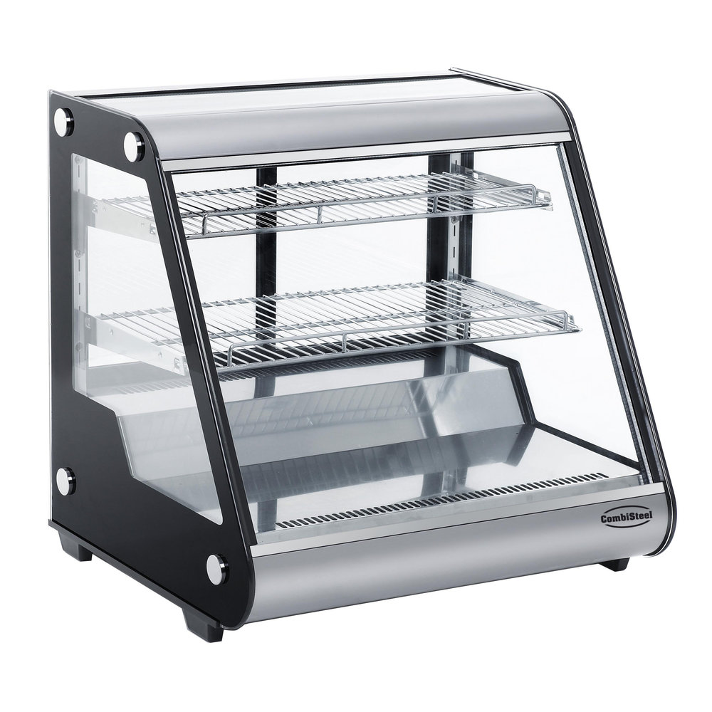 Combisteel Koelvitrine | 130l | Zwart/rvs | 0°c/+12°c | 3 Niveaus | 697x578x678(h)mm