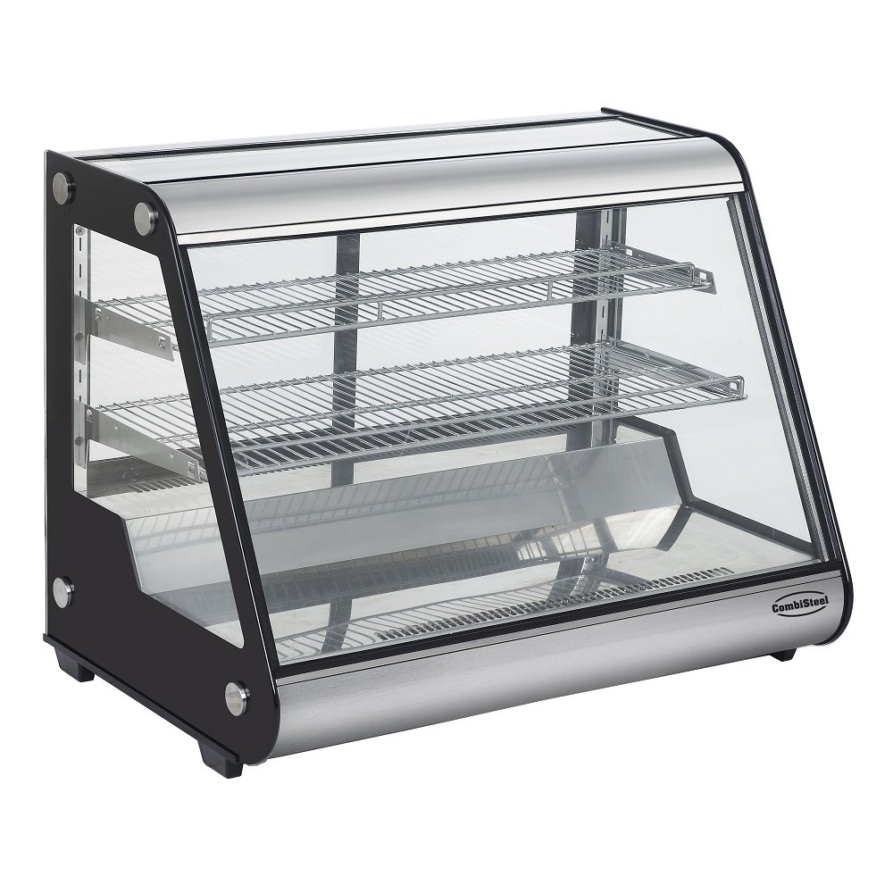 Combisteel Koelvitrine | 160l | Zwart/rvs | 0°c/+12°c | 3 Niveaus | 875x578x678(h)mm