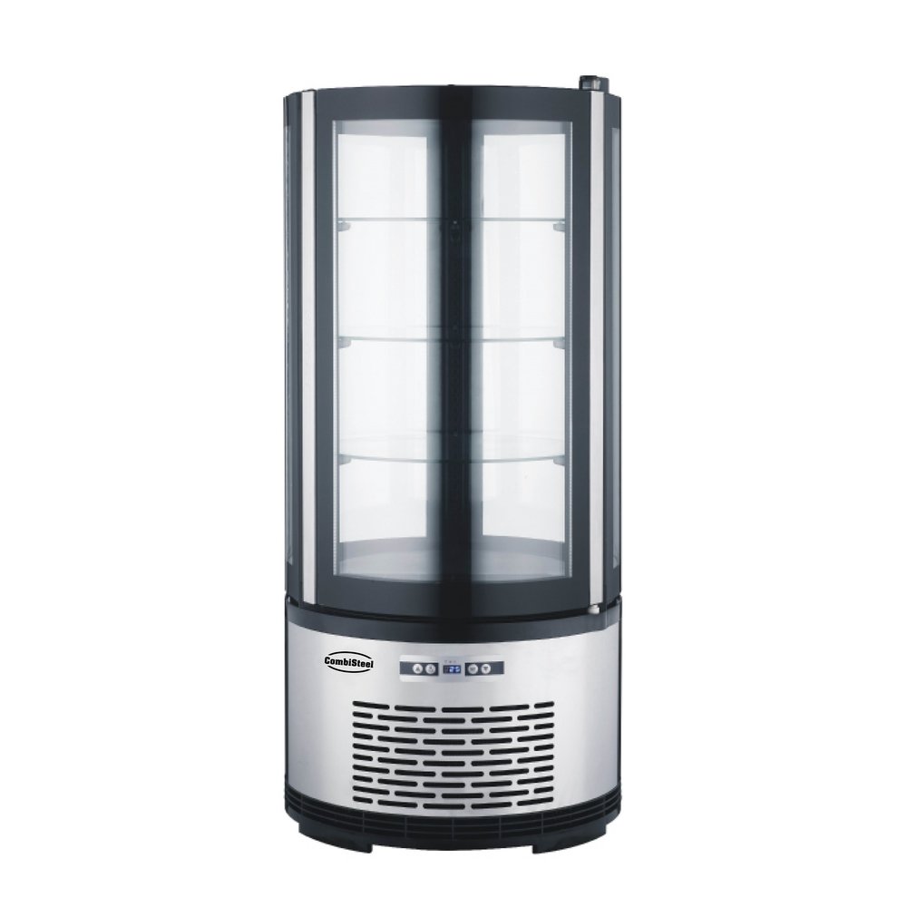 Combisteel Gebaksvitrine | 100l | Zwart/grijs | +2°c/+8°c | 4 Schappen | ø480x1030(h)mm