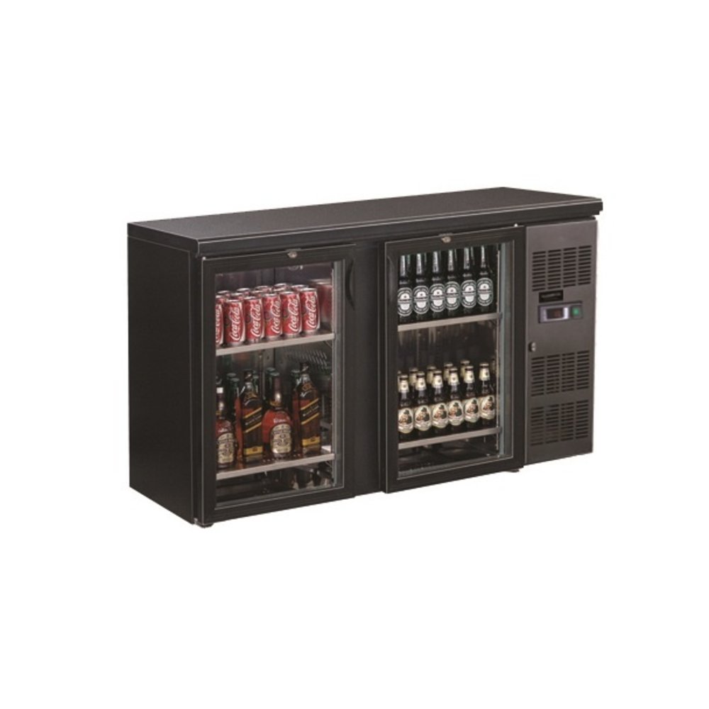 Combisteel Barkoeler Zwart | 350l | 2 Glas Deuren | 230v | Geforceerd | 1462x535x860(h)mm