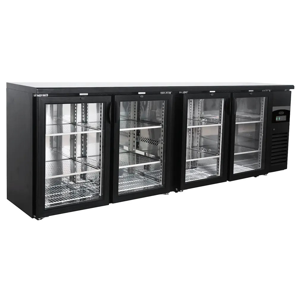 Combisteel Barkoeler Zwart | 698l | 4 Glasdeuren | 230v | Geforceerd | 2542x535x860(h)mm