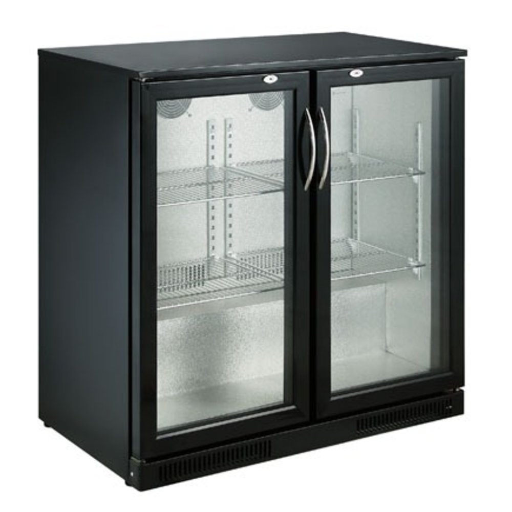 Combisteel Barkoeler Zwart 198l | 2 Glasdeuren | 230v | Geforceerd | 900x500x900(h)mm