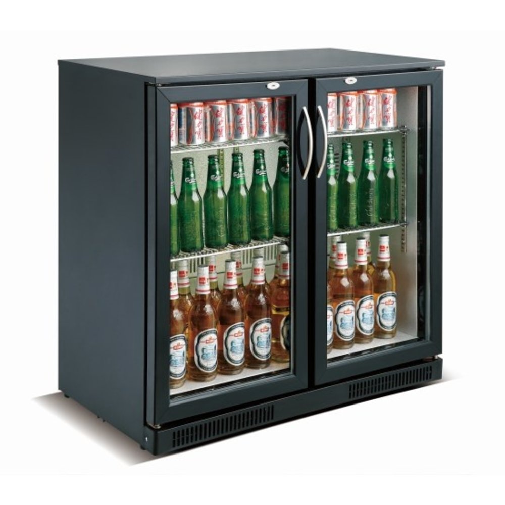 Combisteel Barkoeler Zwart 198l | 2 Glasdeuren | 230v | Geforceerd | 900x500x900(h)mm