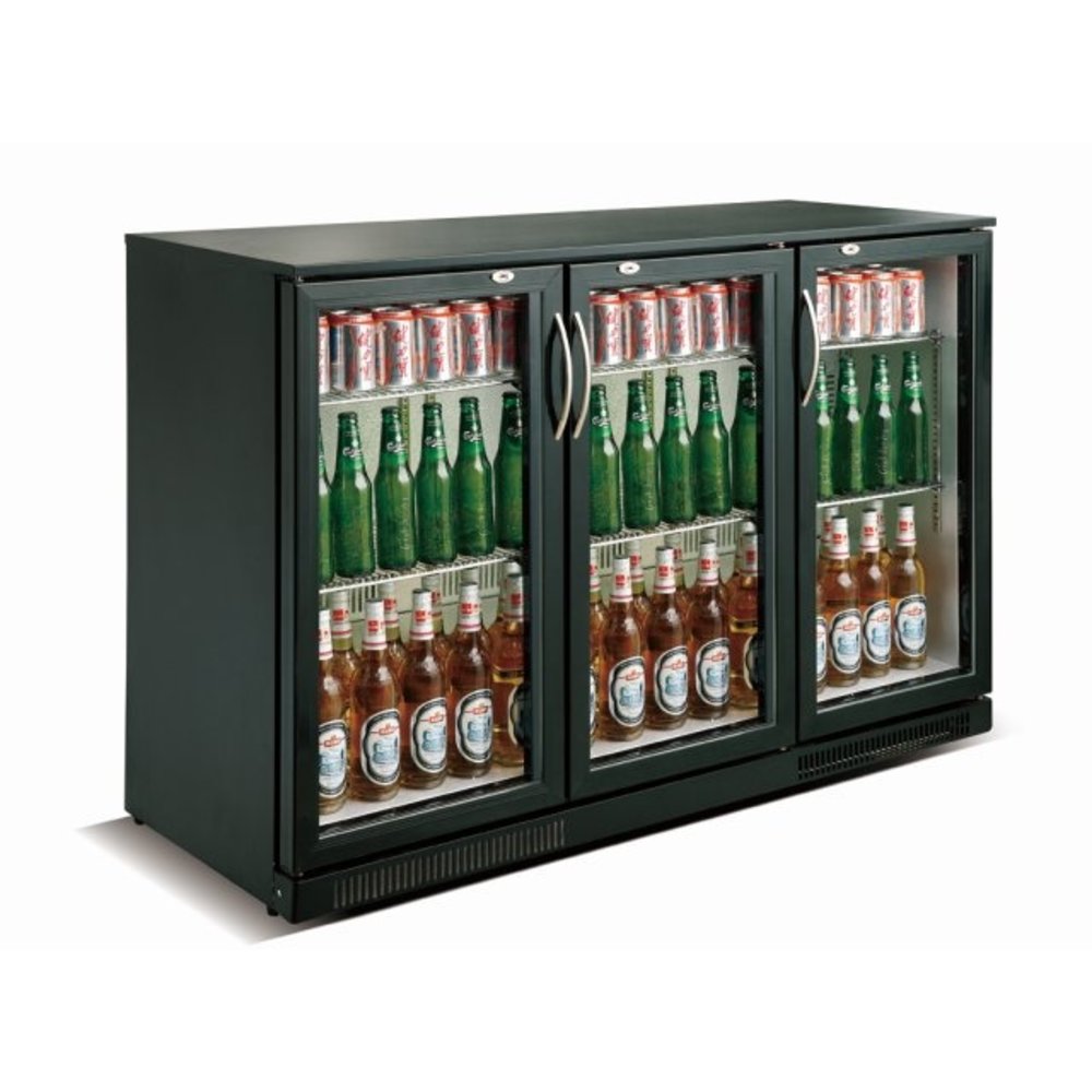 Combisteel Barkoeler Zwart 298l | 3 Glas Deuren | 230v | Geforceerd | 1335x500x900(h)mm