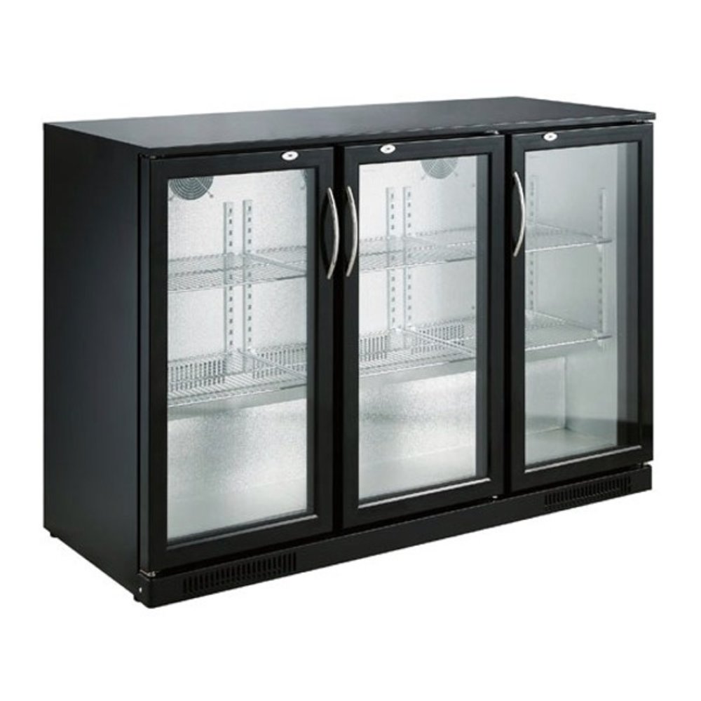 Combisteel Barkoeler Zwart 298l | 3 Glas Deuren | 230v | Geforceerd | 1335x500x900(h)mm