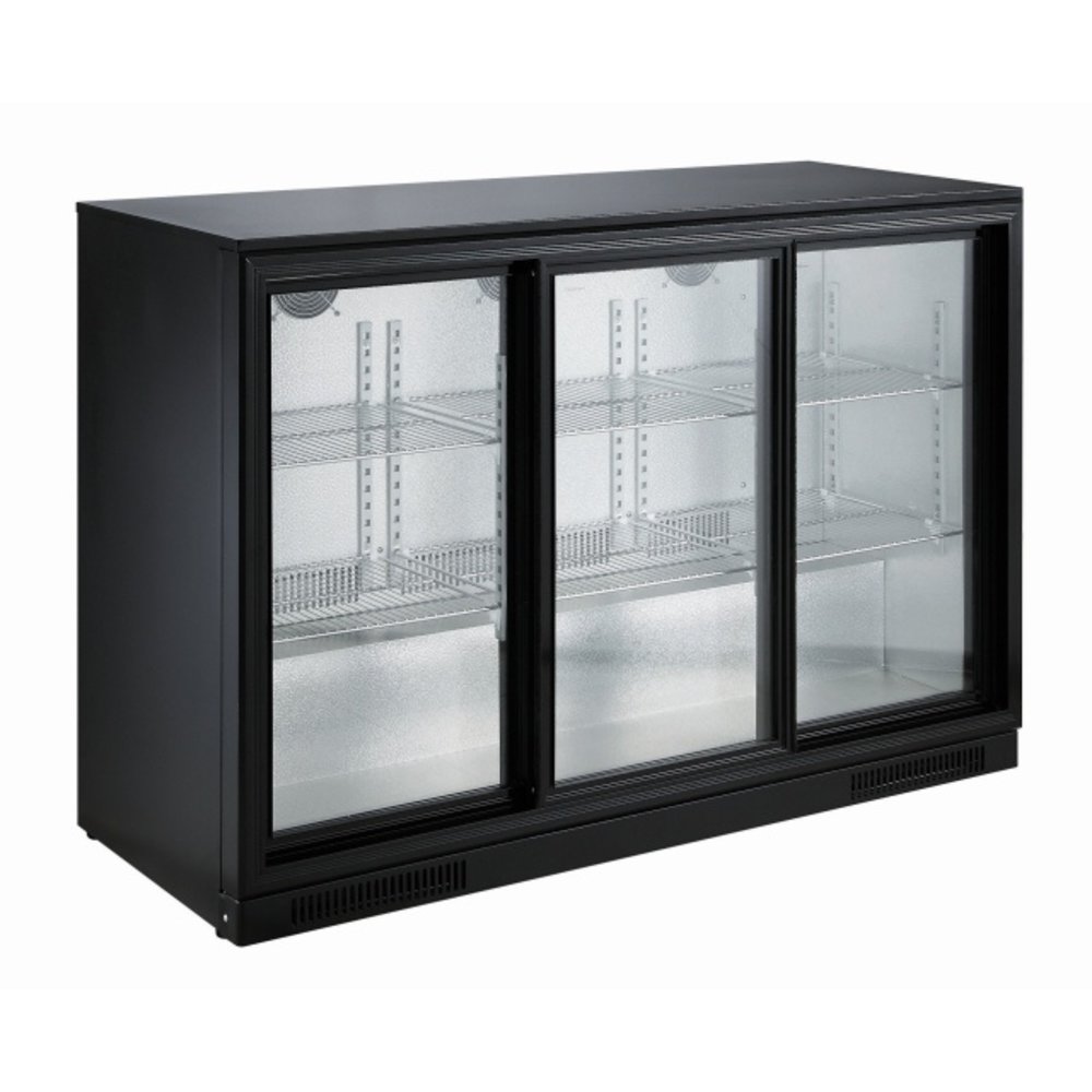 Combisteel Barkoeler Zwart 298l | 3 Schuifdeuren | 230v | Geforceerd | 1335x500x900(h)mm