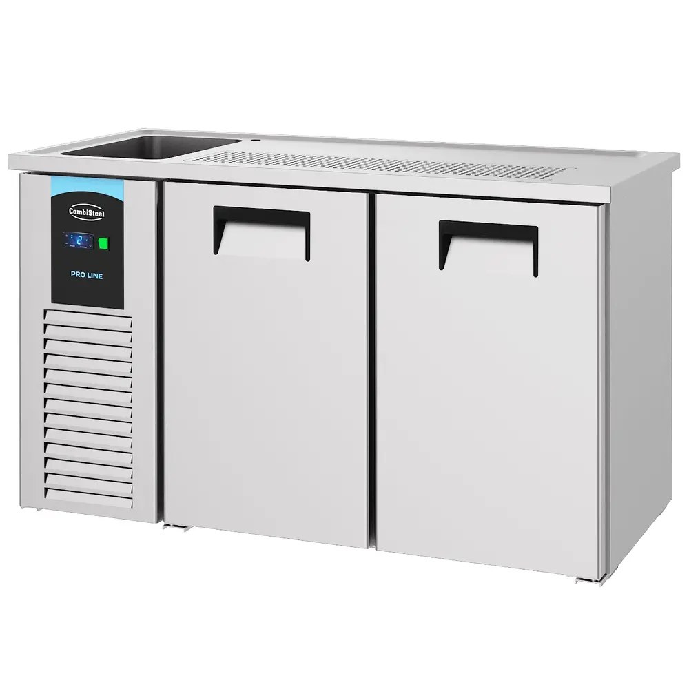 Combisteel Vatenkoeler | Pro Line | Rvs | 2 Deuren | -2°c/+8°c | Geforceerd | Spoelbak (links) | 1550x700x950(h)mm