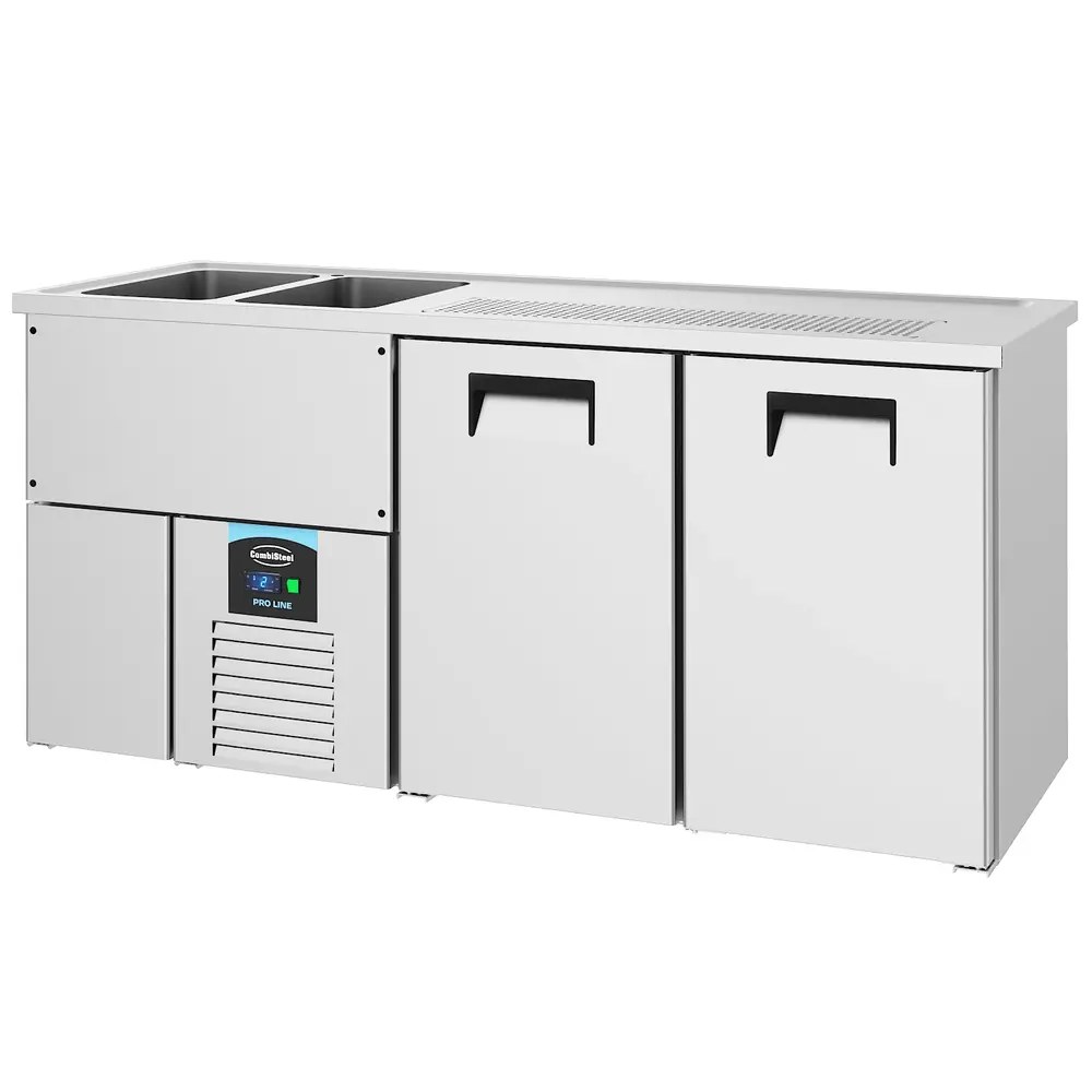 Combisteel Vatenkoeler | Pro Line | Rvs | 2 Deuren | -2°c/+8°c | Geforceerd | 2 Spoelbakken (links) | 1950x700x950(h)mm