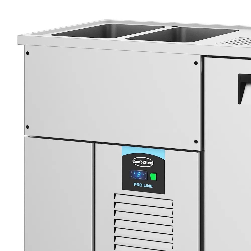 Combisteel Vatenkoeler | Pro Line | Rvs | 2 Deuren | -2°c/+8°c | Geforceerd | 2 Spoelbakken (links) | 1950x700x950(h)mm