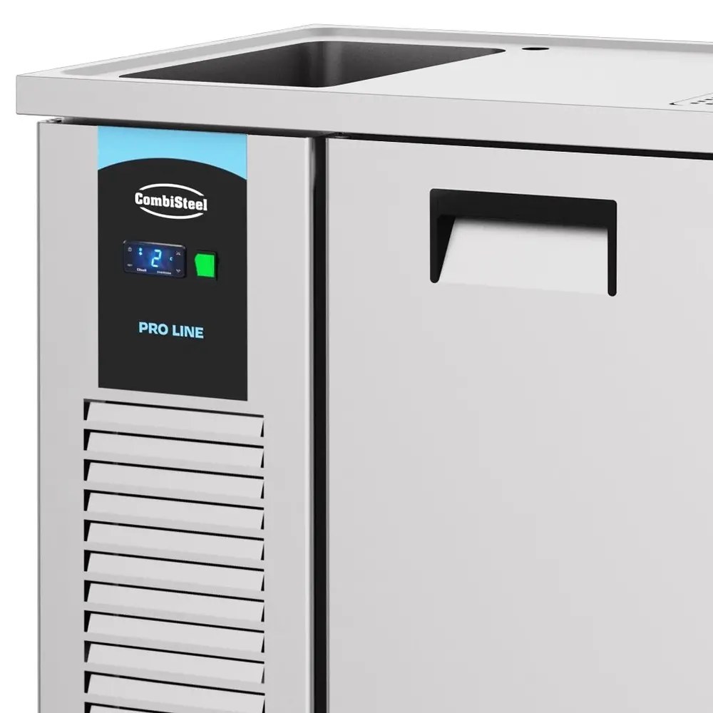 Combisteel Vatenkoeler | Pro Line | Rvs | 3 Deuren | -2°c/+8°c | Geforceerd | Spoelbak (links) | 2100x700x950(h)mm
