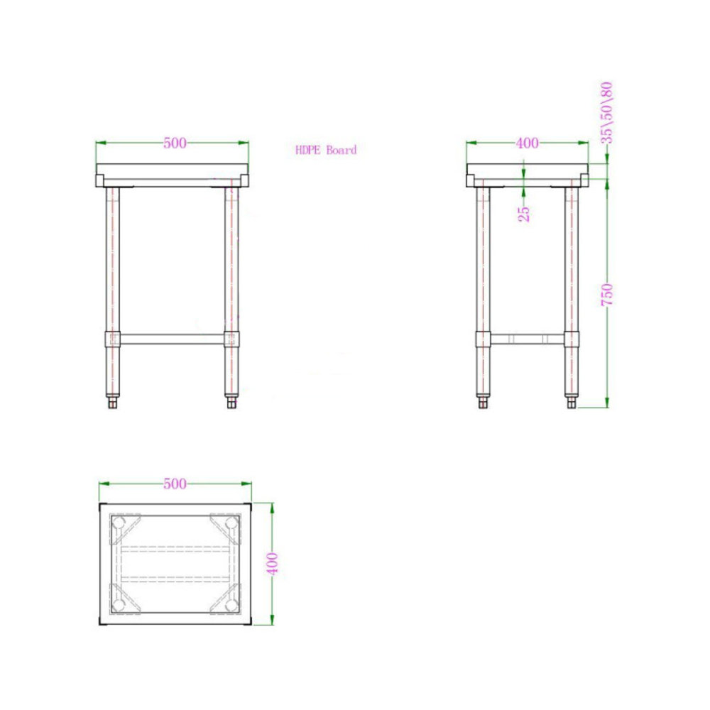 Combisteel Hakblok | Rvs/polyethyleen | Blokdikte 50mm | Zelfmontage | 500x400x800(h)mm