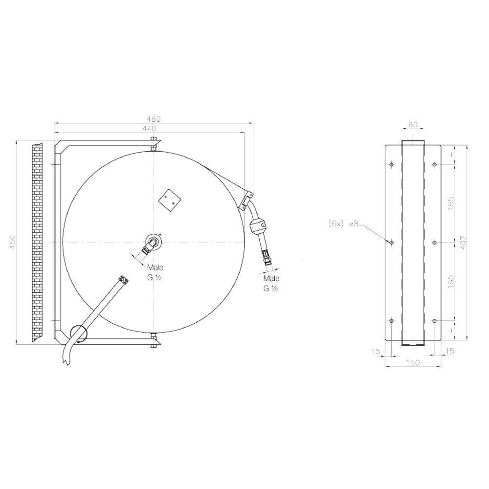 Combisteel Slanghaspel | Incl. Spuitpistool | 10m | Max. 10.0 Bar | 480x150x450(h)mm