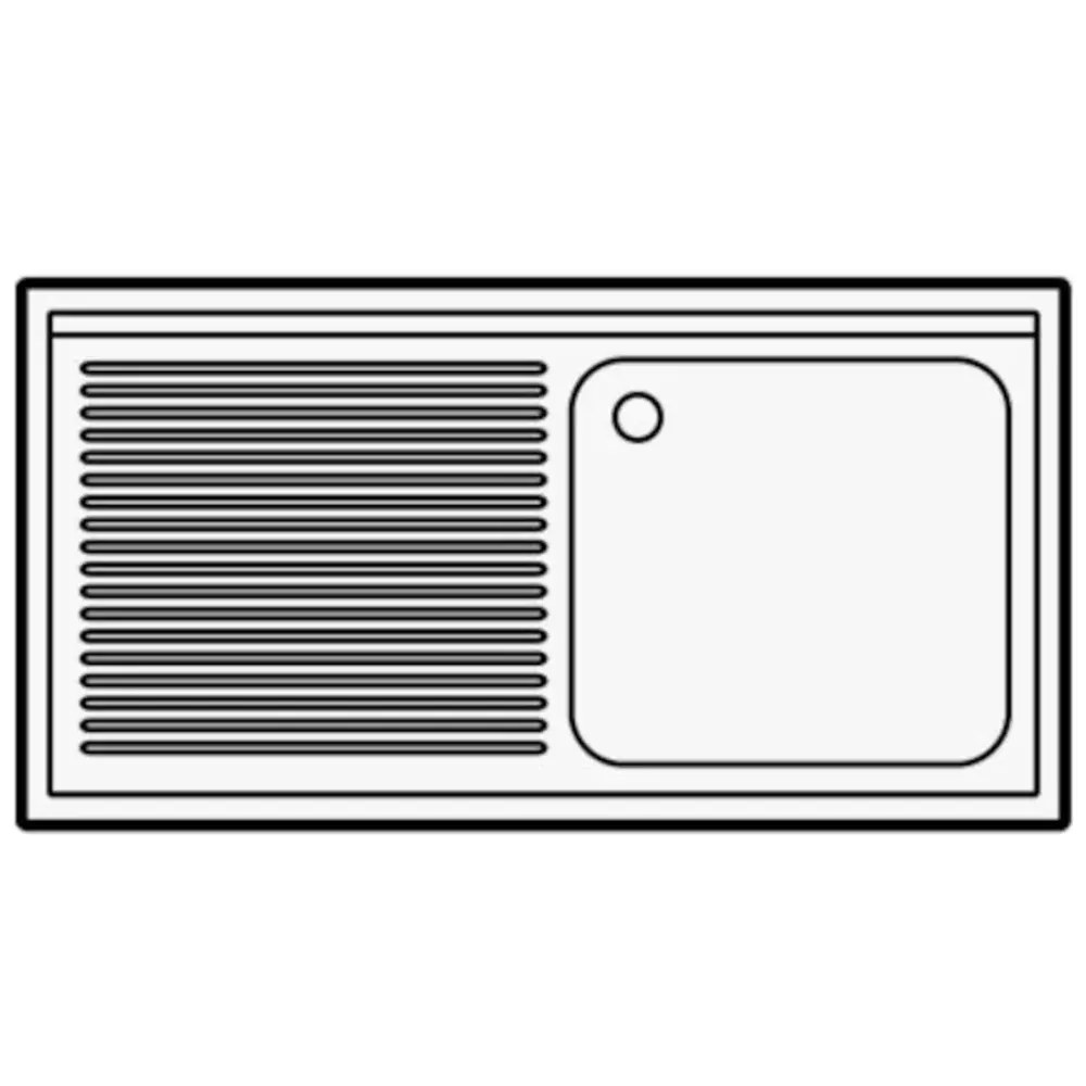 Combisteel Spoeltafel | Prime | Rvs | 1 Spoelbak (rechts) + Afdruipvlak | Bodemschap | Achteropstand | Zelfmontage | 1200x600x850(h)mm