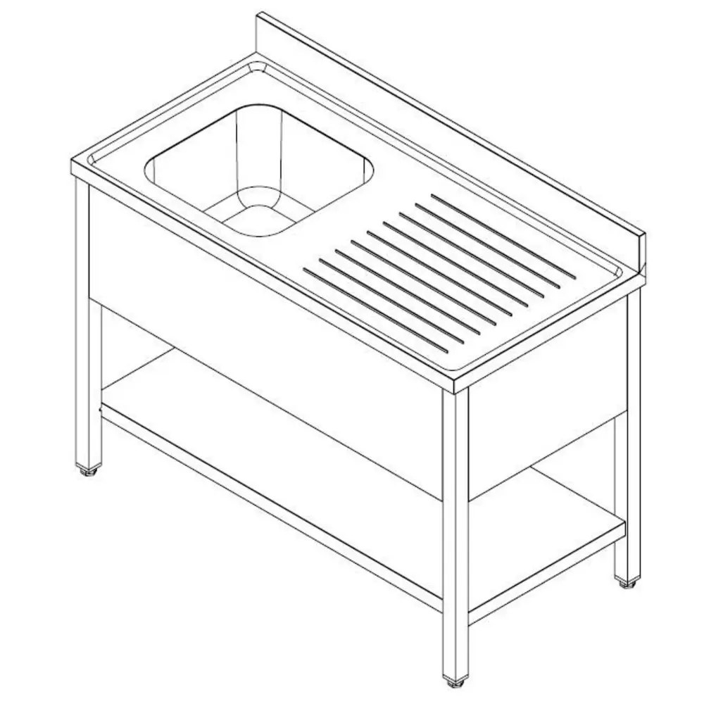 Combisteel Spoeltafel | Prime | Rvs | 1 Spoelbak (links) + Afdruipvlak | Bodemschap | Achteropstand | Zelfmontage | 1400x700x850(h)mm