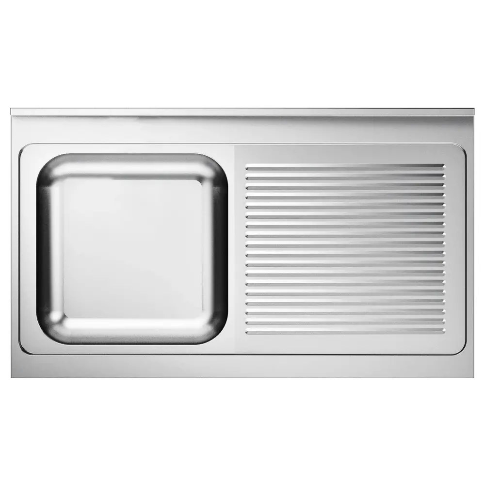Combisteel Spoeltafelblad | 1 Spoelbak (links) + Afdruipvlak | Incl. Sifon + Standpijp | 1200x600mm