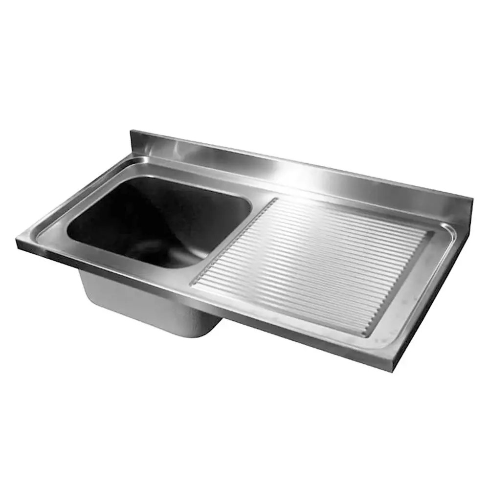 Combisteel Spoeltafelblad | 1 Spoelbak (links) + Afdruipvlak | Incl. Sifon + Standpijp | 1200x600mm