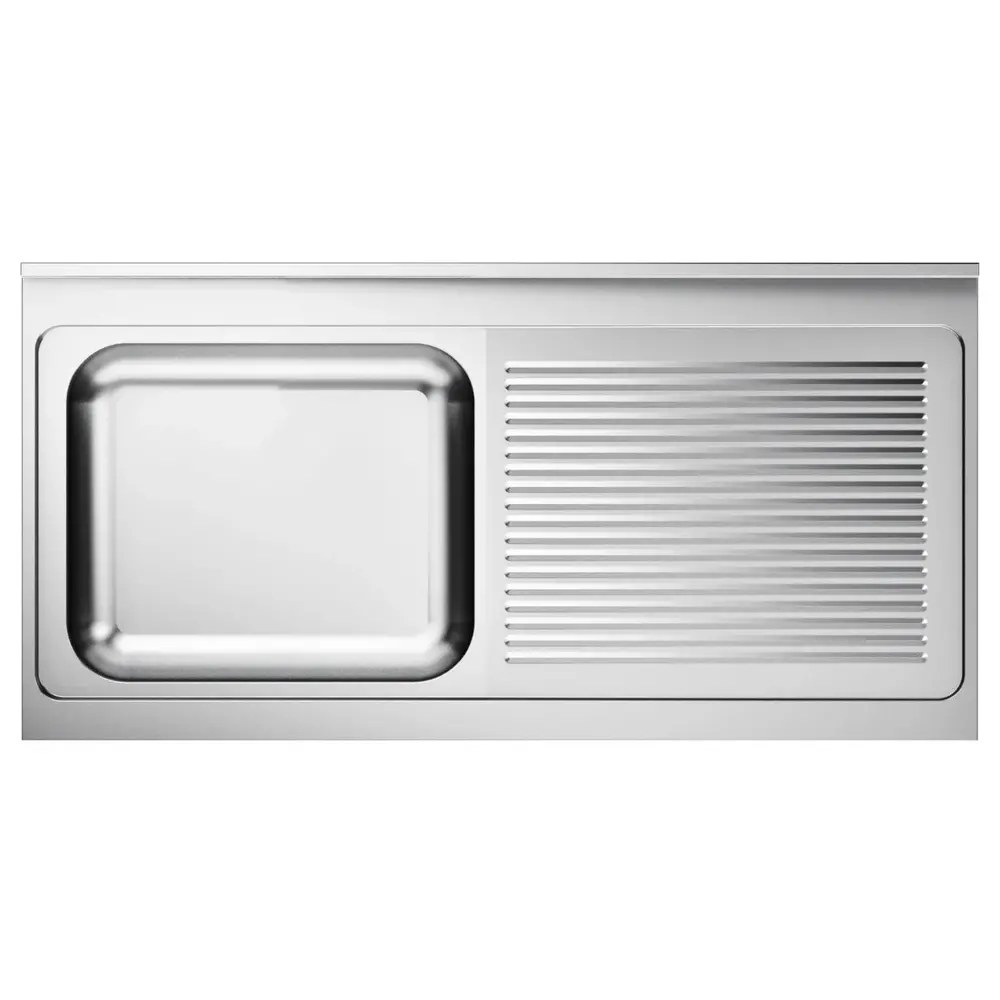 Combisteel Spoeltafelblad | 1 Spoelbak (links) + Afdruipvlak | Incl. Sifon + Standpijp | 1400x700mm