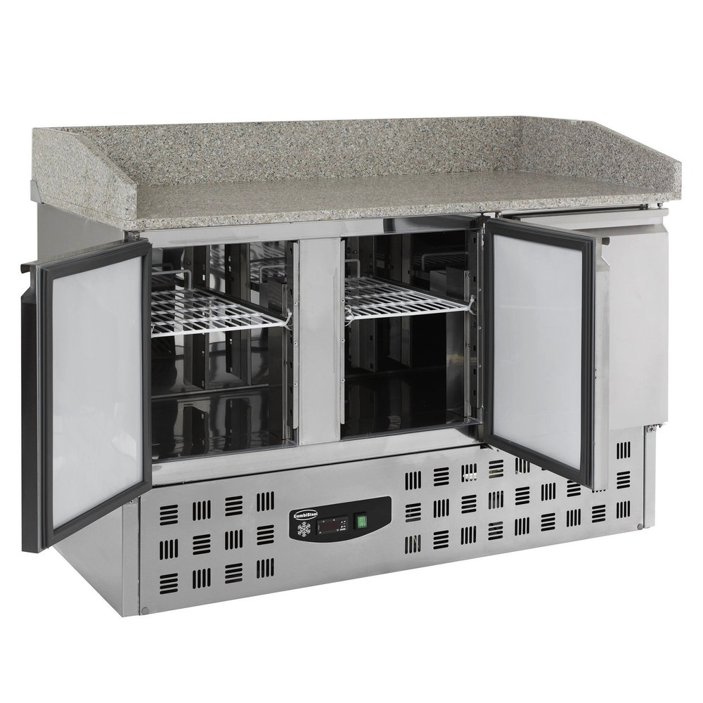 Combisteel Pizzawerkbank | Compact Line | 350l | 3 Deuren (1/1 Gn) | +2°c/+8°c | Statisch + Ventilator | 1400x700x1020(h)mm