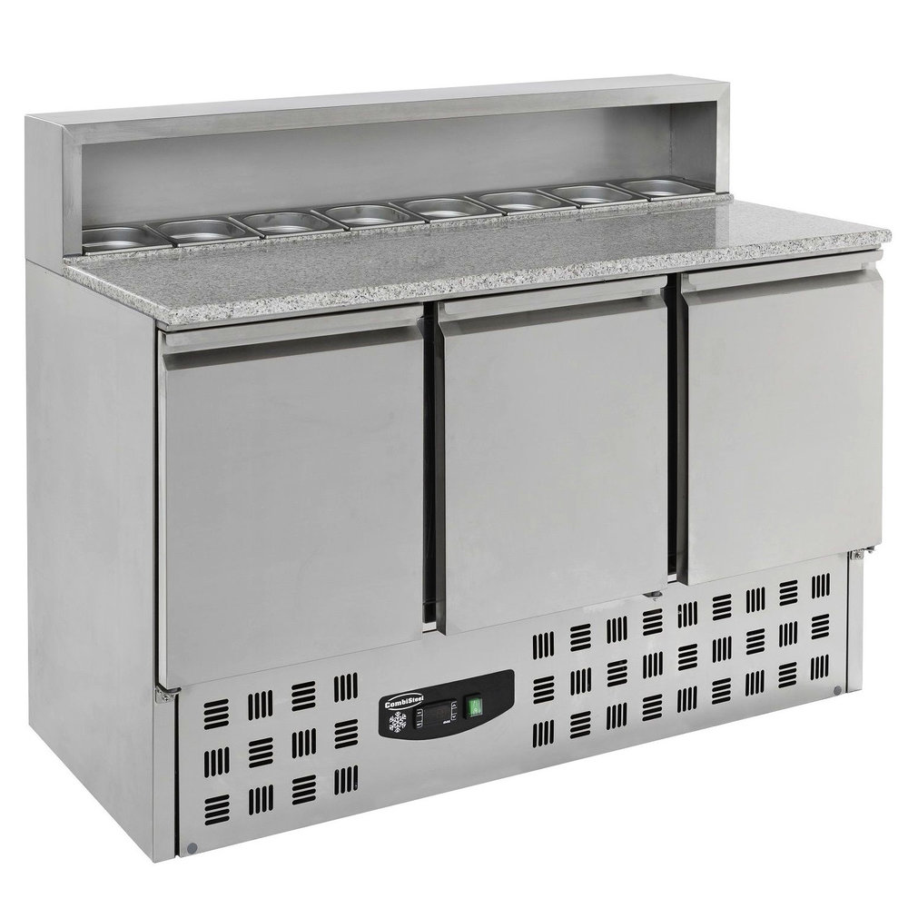 Combisteel Pizzawerkbank | 402l | 3 Deuren (1/1 Gn) | Boven 8x 1/6 GN | +2°c/+8°c | Statisch + Ventilator | 1368x700x1090(h)mm