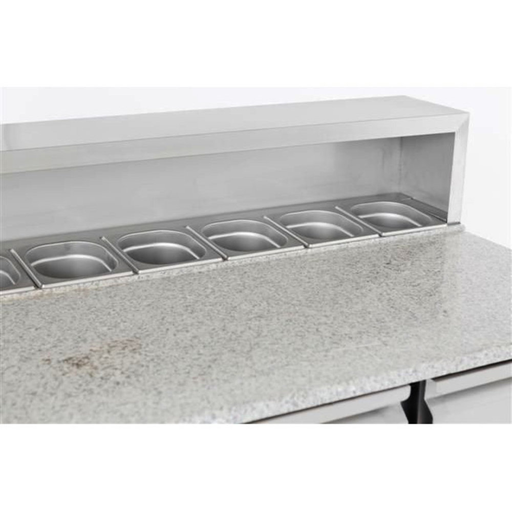 Combisteel Pizzawerkbank | 402l | 3 Deuren (1/1 Gn) | Boven 8x 1/6 GN | +2°c/+8°c | Statisch + Ventilator | 1368x700x1090(h)mm