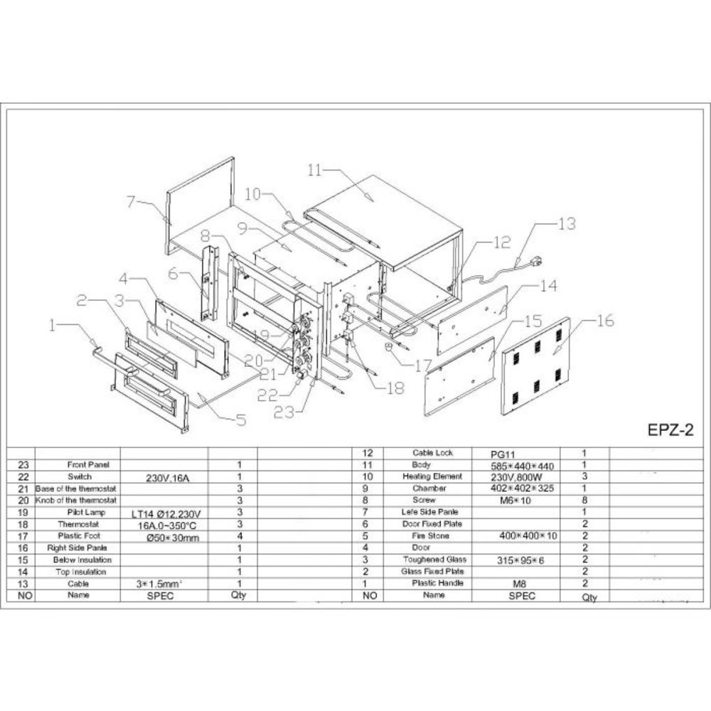 Combisteel Pizzaoven | 1+1 32øcm | 3kw | 685x675x430(h)mm