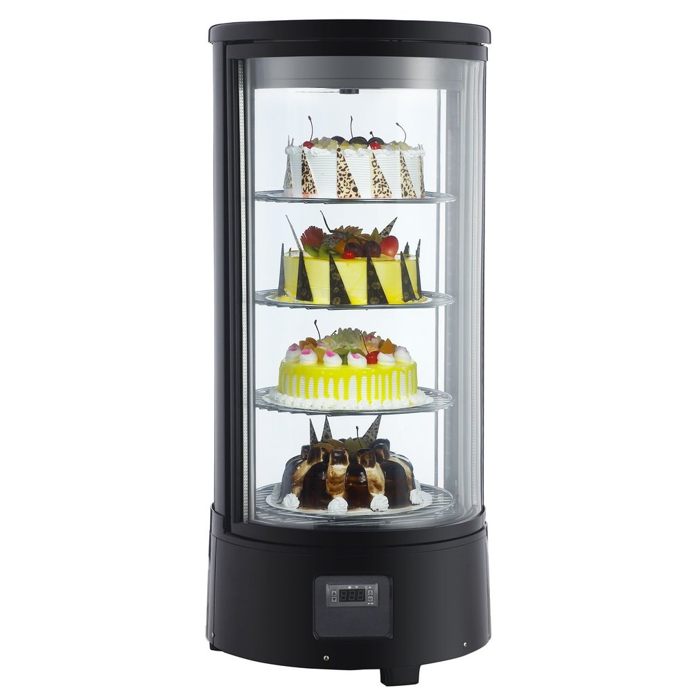 Combisteel Gebaksvitrine | 72l | Zwart | 0°c/+10°c | 4 Schappen (roterend) | ø450x983(h)mm