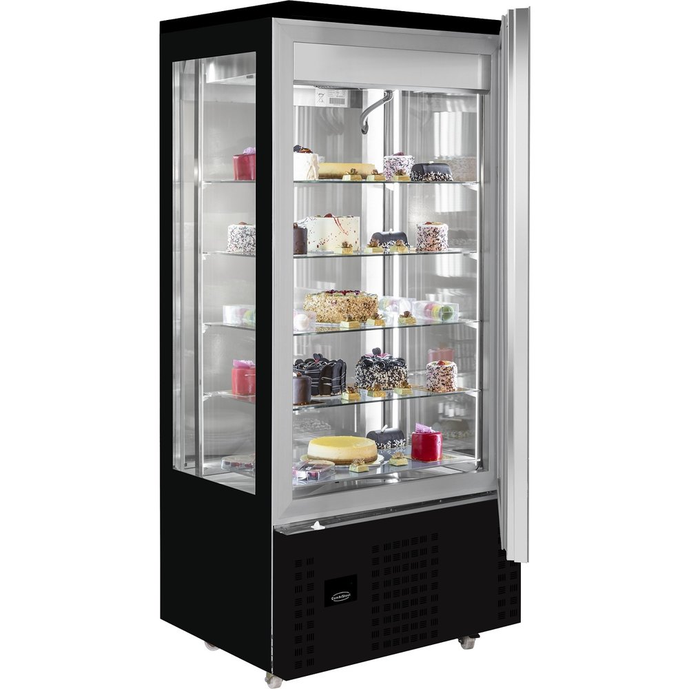 Combisteel Gebaksvitrine | 400l | Zwart | +2°c/+10°c | 6 Schappen | 800x660x1870(h)mm