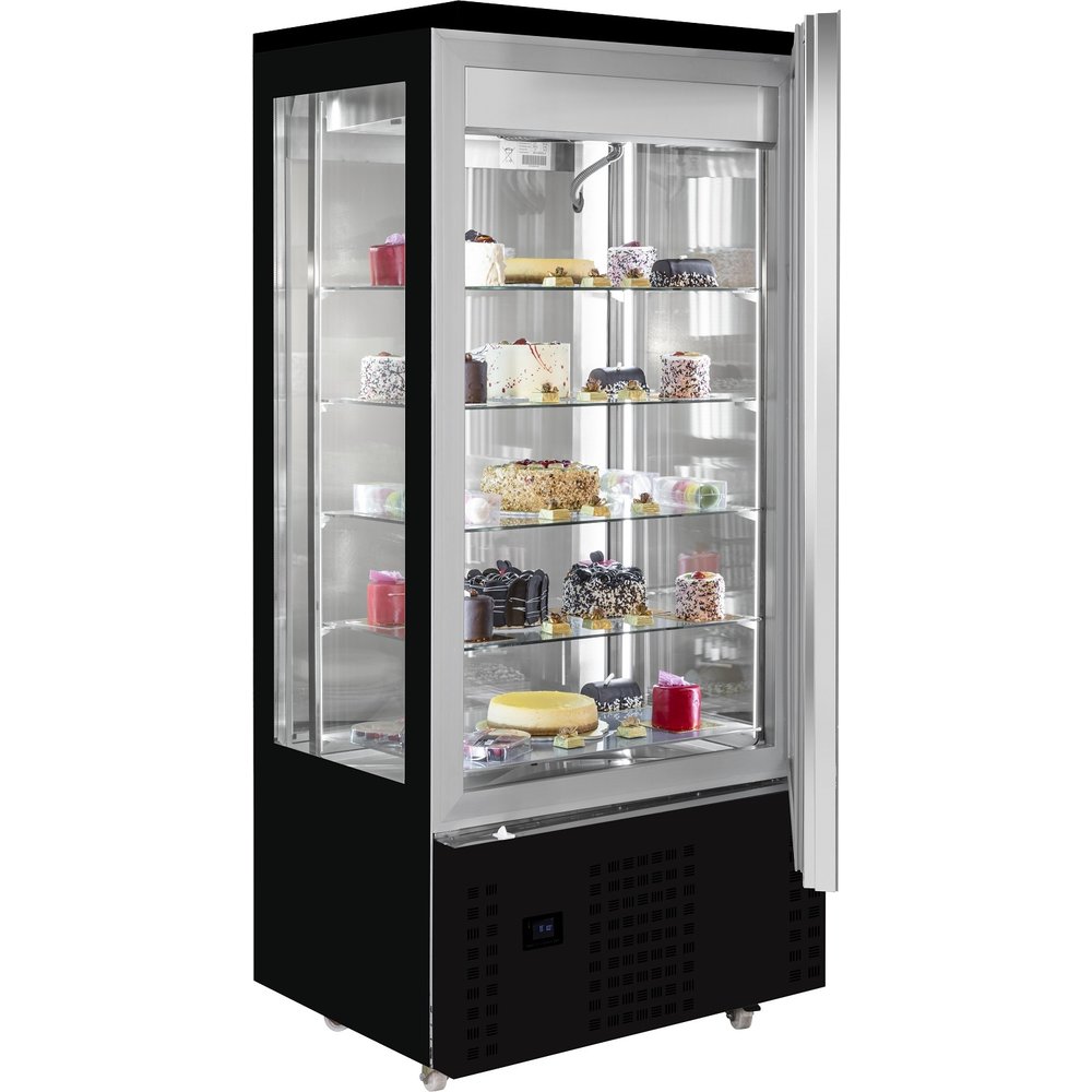 Combisteel Gebaksvitrine | 400l | Zwart | +14°c/+16°c | 6 Schappen | 800x660x1870(h)mm
