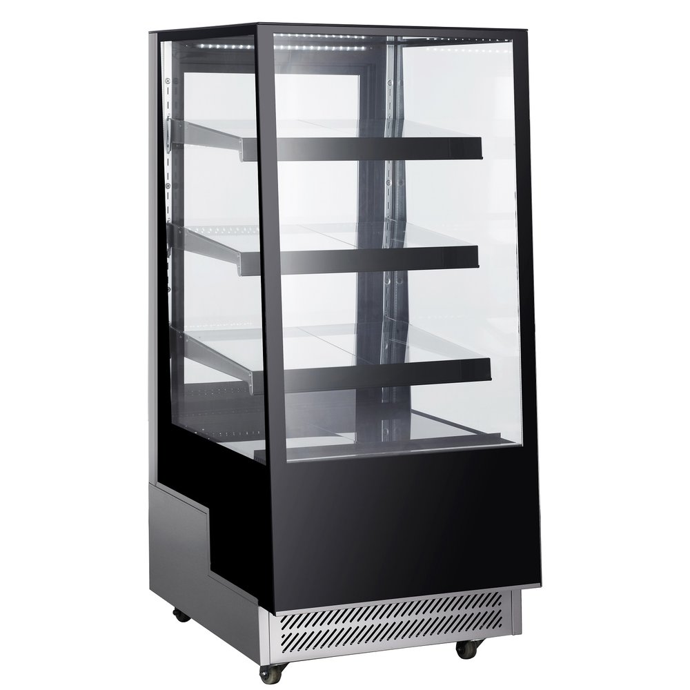 Combisteel Koelvitrine | 300l | Zwart/grijs | +2°c/+8°c | 4 Schappen | 650x805x1445(h)mm