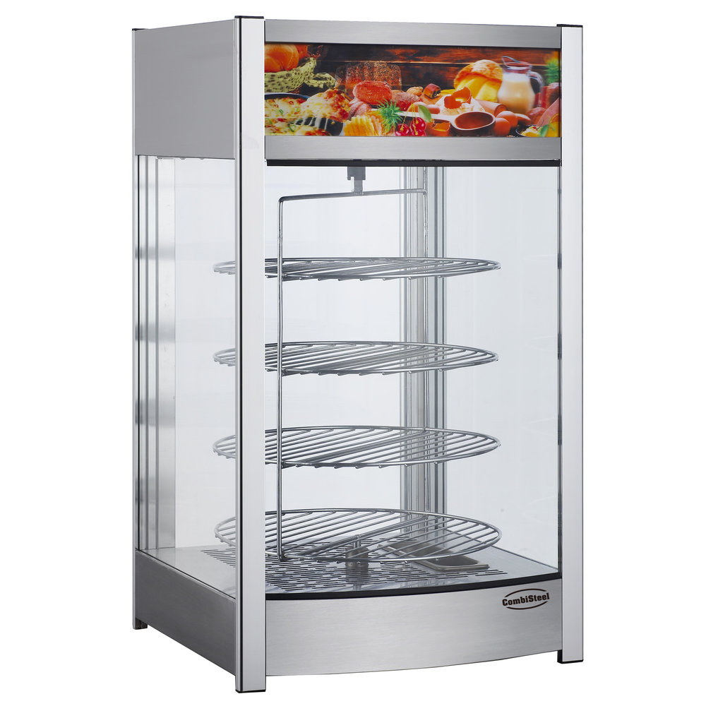 Combisteel Roterende Warmhoudvitrine 97l | 4x Roosters Ø 355 | 460x448x785(h)mm