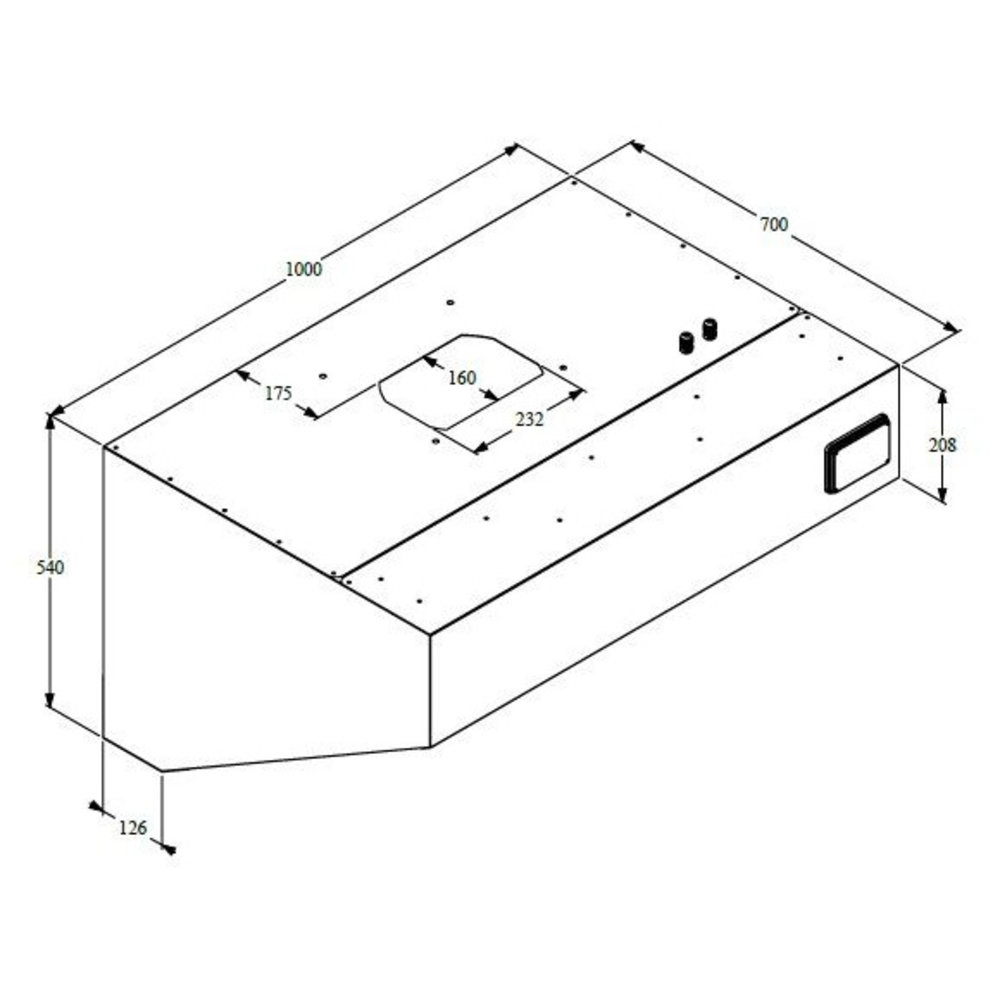Combisteel Afzuigkap | Schuin Model | Incl. Motor | 900m³/u | 0.15kw (230v) | Incl. Regelaar + Verlichting | 1000x700x520(h)mm
