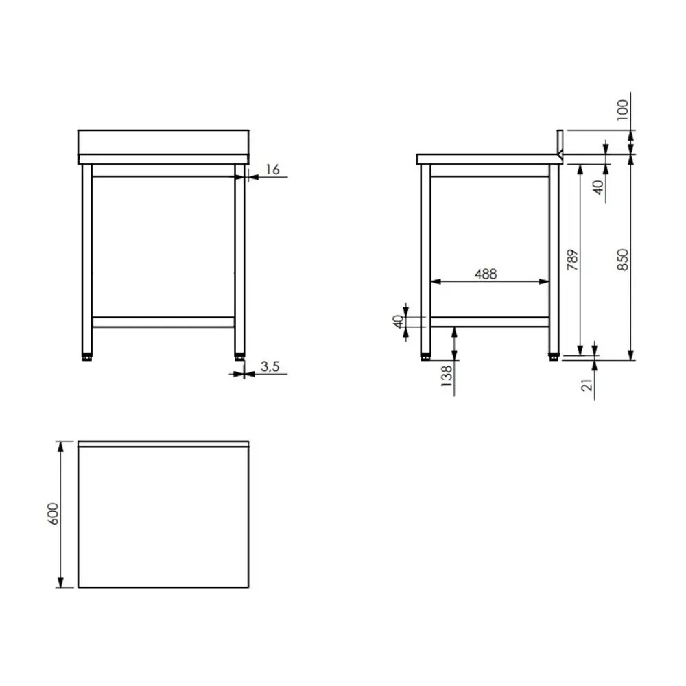 Combisteel Werktafel | Rvs | Diepte 600 | Hoogte 900 | Breedte 800-2000 | Achteropstand | Zelfmontage