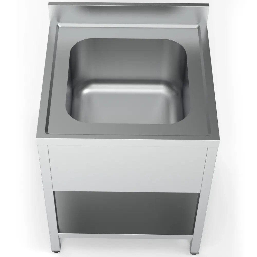 Combisteel Spoeltafel | Essential | Rvs | 1 Spoelbak (midden) | Bodemschap | Achteropstand | Zelfmontage | 700x700x850(h)mm