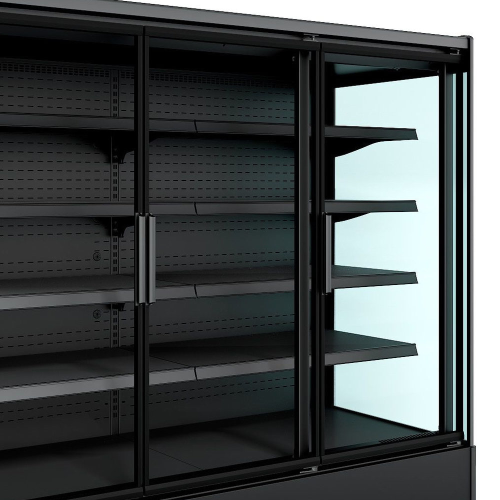 Combisteel Wandkoeling | Jamie | Zwart | +2°c/+4°c | Geforceerd | 5 Schappen | 2.3kw | Klapdeuren | 1935x665x1920(h)mm