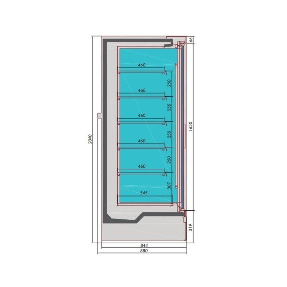 Combisteel Wandkoeling 2.5 | Zwart | -1/+5°c | 4 Glasdeuren | 2560x880x2040(h)mm