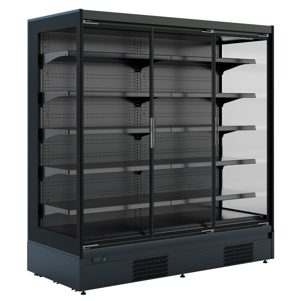 Combisteel Wandkoeling | Mike | Zwart | -1°c/+5°c | Geforceerd | 6 Schappen | 0.74kw | Klapdeuren | 3810x880x2040(h)mm